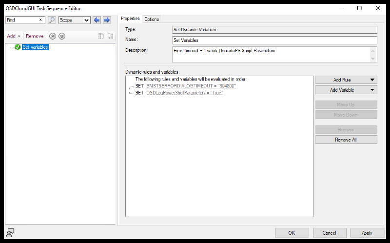 Task Sequence Step - Variables