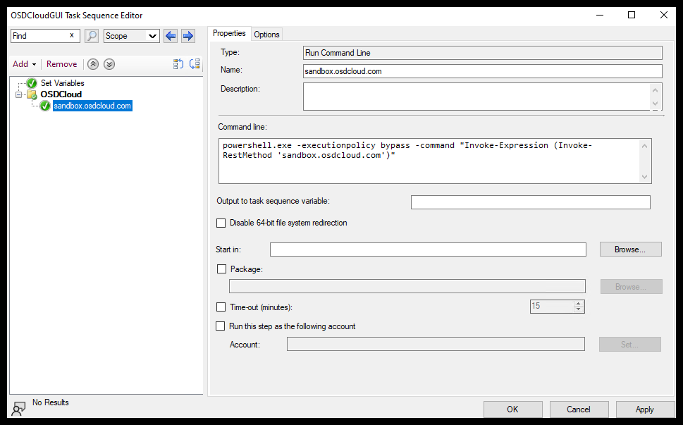 Task Sequence Step - sandbox.osdcloud.com