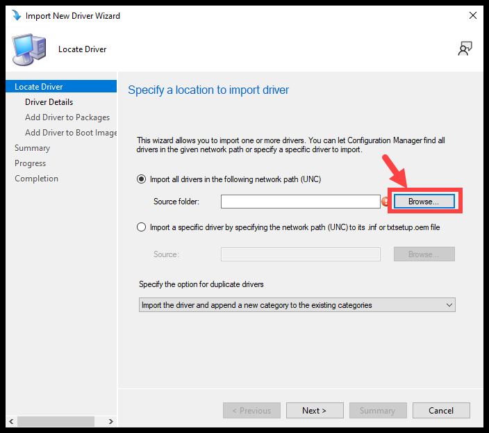 Import Drivers Step 2