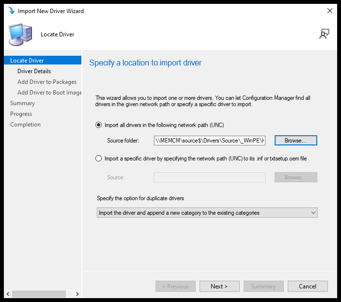 Import Drivers Step 4