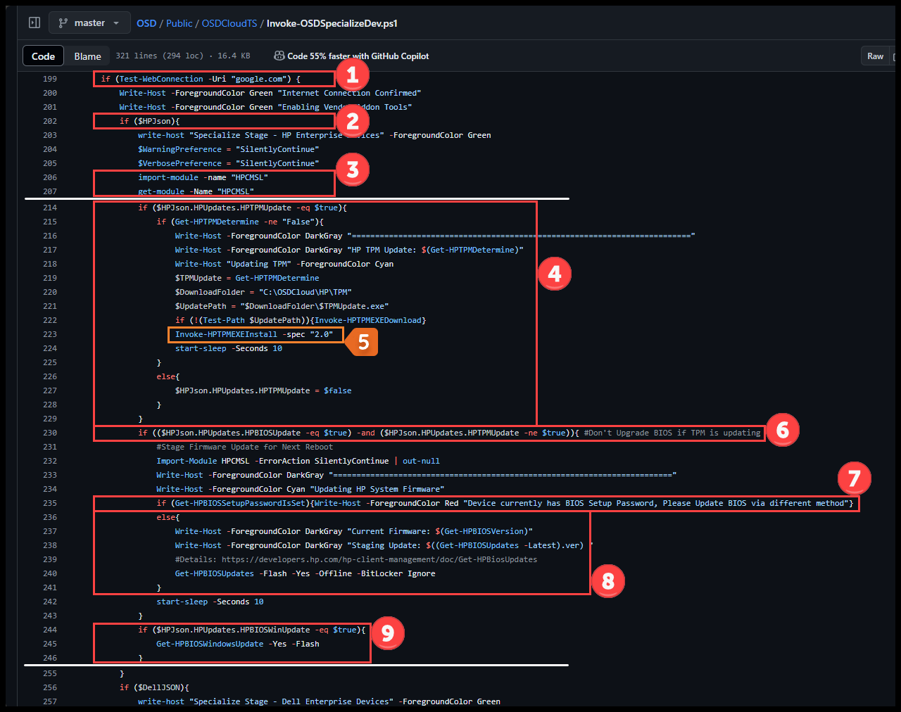 Further down Invoke-OSDSpecializeDev Function