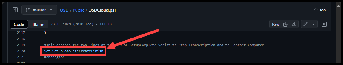 Calling Set-SetupCompleteCreateFinish