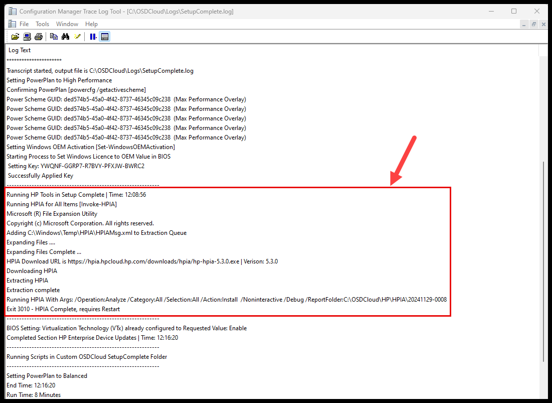 SetupComplete.ps1 Transcript Example