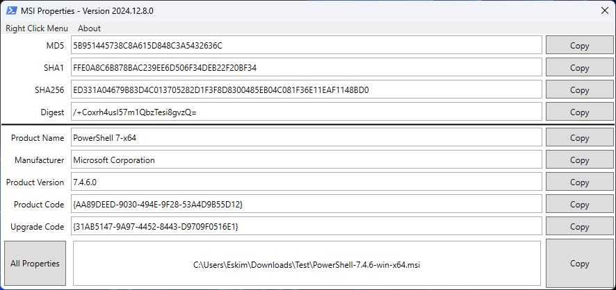 GetMSIInformation UI