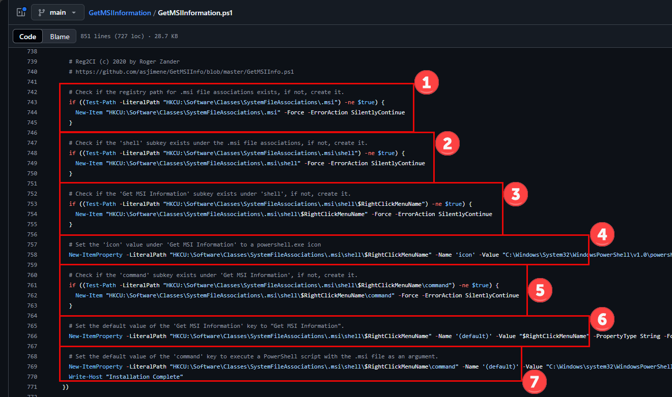 GetMSIInformation Context Menu Setup - Registry