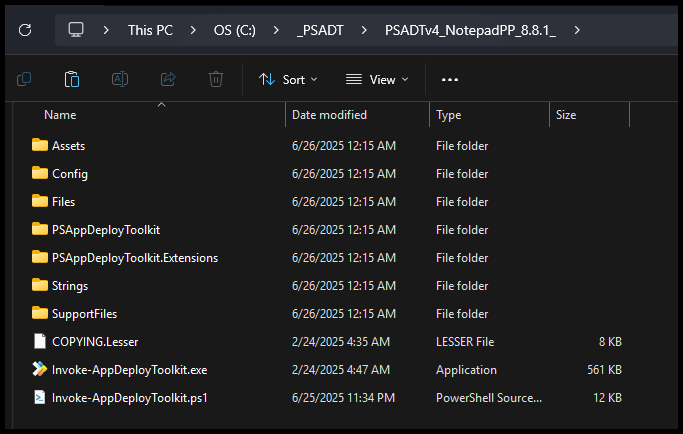 PSADTv4 Notepad++ package