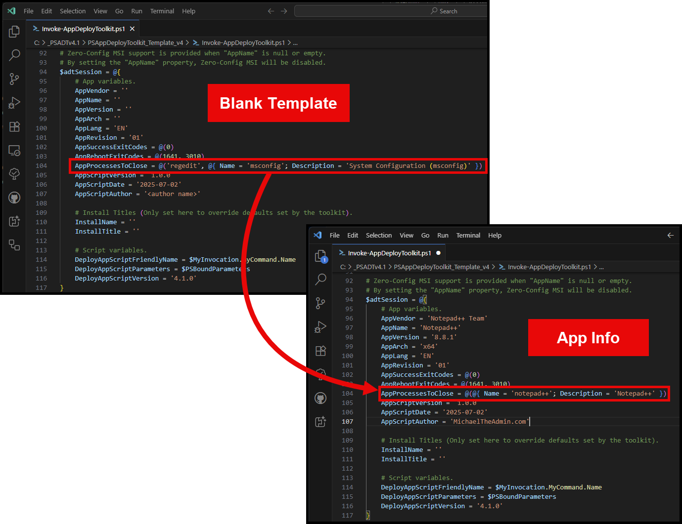 Filling out the $adtSession parameter