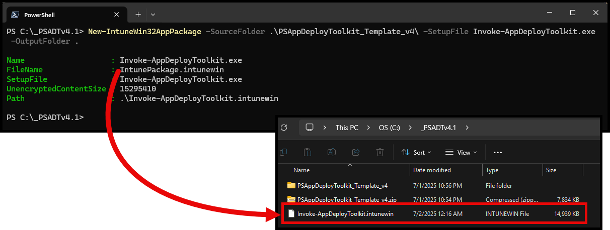 Intunewin file in folder