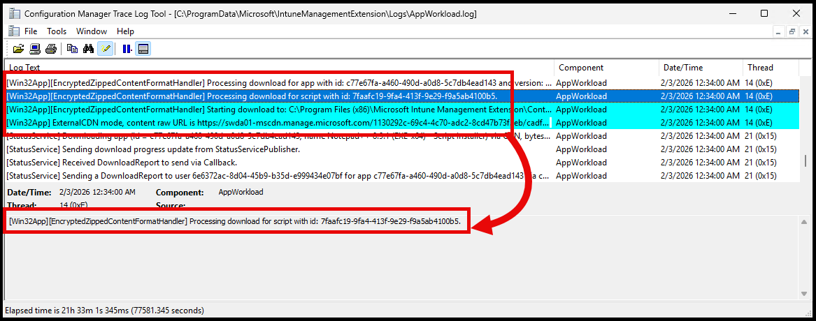 AppWorkload.log Downloading the install script