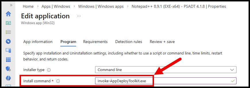 PSADT EXE Install Command