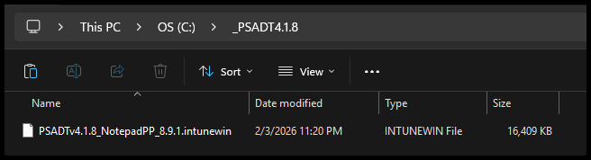 PSADT Notepad++ Intunewin File