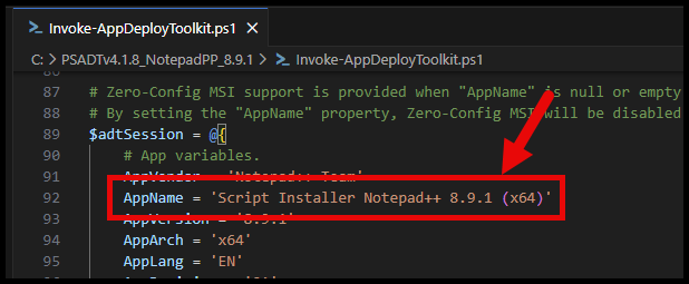 AppName in Package Script