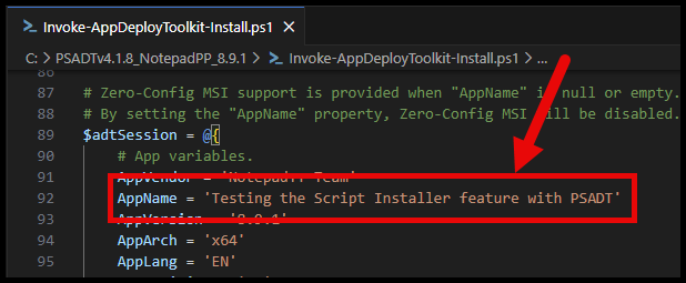 AppName in Intune Script