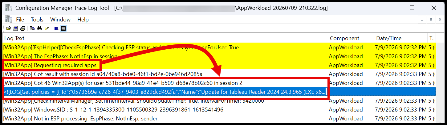 Required app policy results